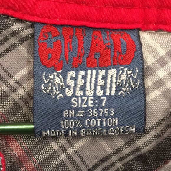 Quad Seven Boys 5‎ Plaid Woven Button Shirt Long Sleeve 100% Cotton - Picture 5 of 10